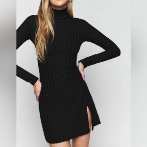 Reformation Libra black turtleneck dress